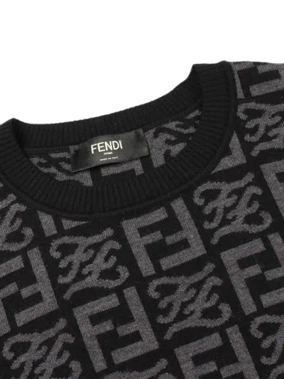 Pre-owned Fendi 2010s Ff Logo Sweater In Black