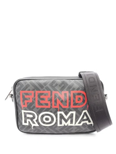 Pre-owned Fendi 2010s Ff Logo-print Messenger Bag In Black