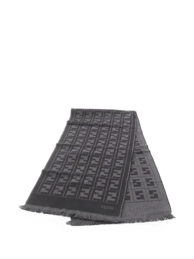 Pre-owned Fendi 2010s Ff Monogram Scarf In Gray