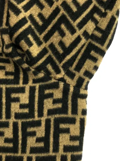 Pre-owned Fendi 2010s Ff-pattern Wool Coat In Brown