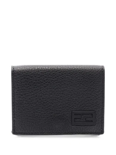 Pre-owned Fendi 2010s Ff Tri-fold Leather Wallet In Black