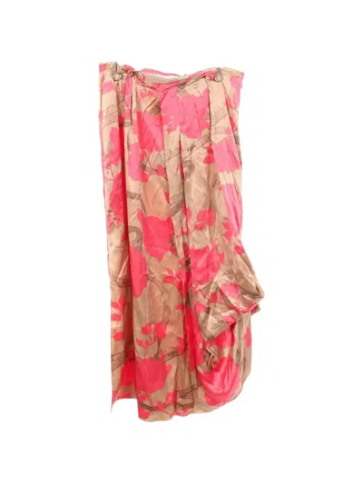 Pre-owned Fendi 2010s Floral-pattern Asymmetric Skirt In Pink