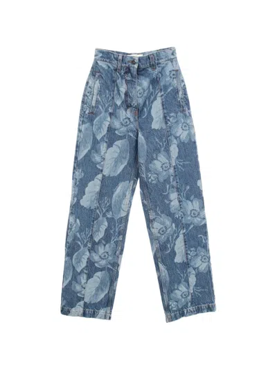 Pre-owned Fendi 2010s Floral-pattern Jeans In Blue
