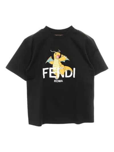 Pre-owned Fendi 2010s × Frgmt × Pokémon Dragonite Short-sleeve T-shirt In Black