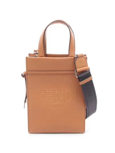 Pre-owned Fendi 2010s Go To Shopper Leather Tote Bag In Brown