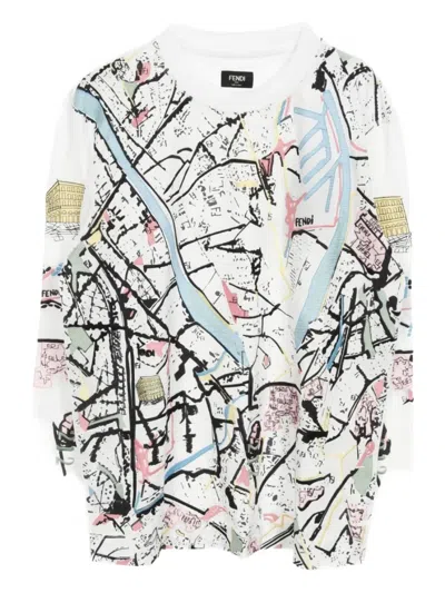 Pre-owned Fendi 2010s Graphic-print Cotton T-shirt In White