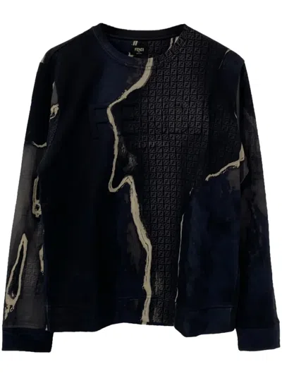 Pre-owned Fendi 2010s Graphic-print Sweatshirt In Blue