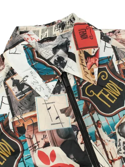 Pre-owned Fendi 2010s Graphic-print Zip-up Jacket In White