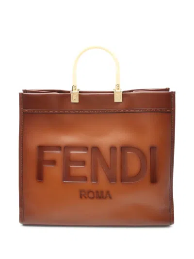 Pre-owned Fendi 2010s Large Sunshine Tote Bag In Brown