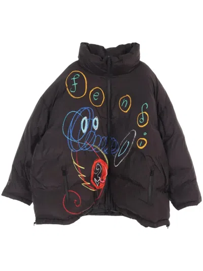 Pre-owned Fendi 2010s Logo-print Jacket In Black