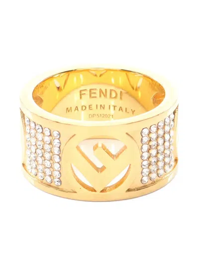 Pre-owned Fendi 2010s Logo Ring In Gold