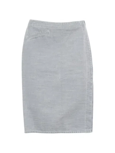 Pre-owned Fendi 2010s Logo-embossed Denim Mini Skirt In Blue