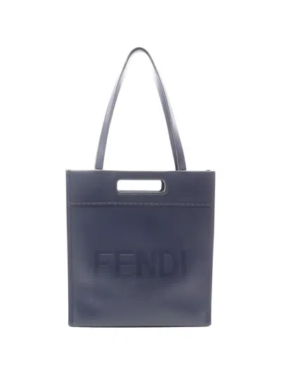 Pre-owned Fendi 2010s Logo-embossed Tote Bag In Blue