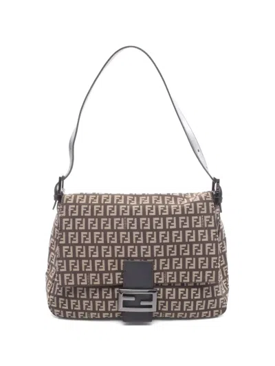 Pre-owned Fendi 2010s Mamma Baguette Zucchino Shoulder Bag In Brown