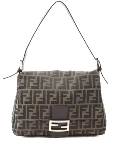 Pre-owned Fendi 2010s Mamma Bucket Monogram Shoulder Bag In Brown