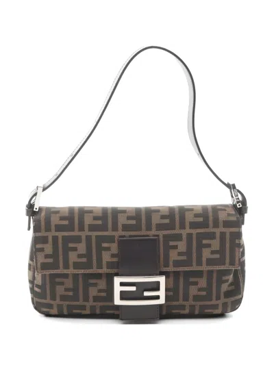 Pre-owned Fendi 2010s Mamma Leather Shoulder Bag In Brown