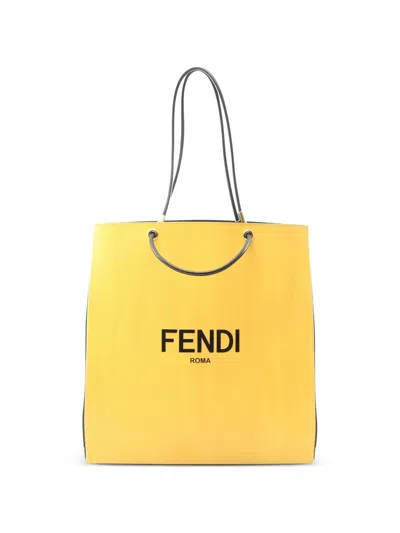 Pre-owned Fendi 2010s Medium Roma Leather Two-way Tote Bag In Yellow