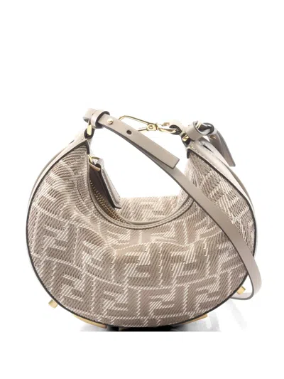Pre-owned Fendi 2010s Mini Graphy Leather Shoulder Bag In Neutral
