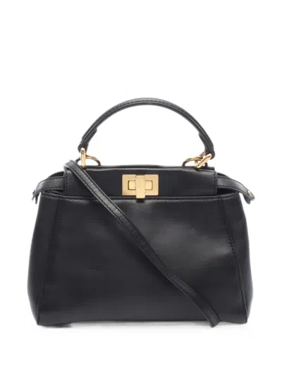 Pre-owned Fendi 2010s Mini Peekaboo Tote Bag In Black