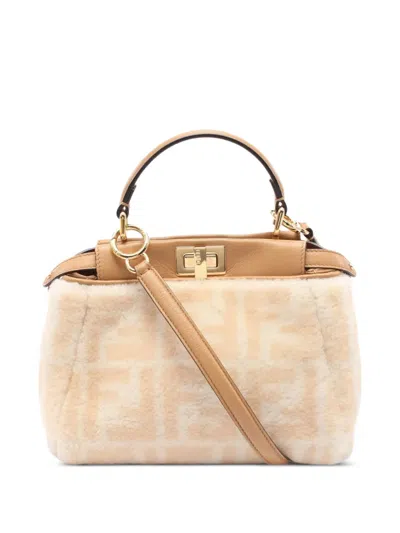 Pre-owned Fendi 2010s Mini Peekaboo Two-way Handbag In Neutrals