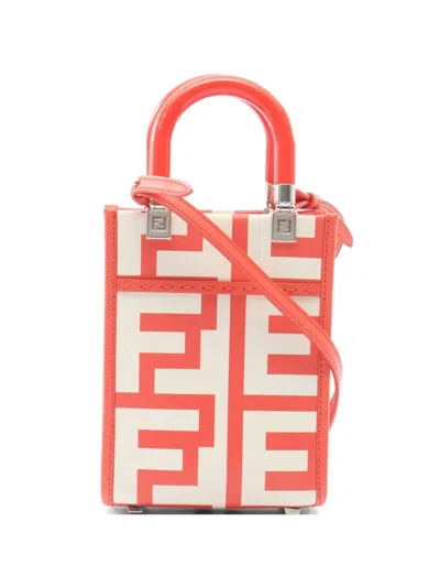 Pre-owned Fendi 2010s Mini Sunshine Shopper 2way Tote Bag In Orange