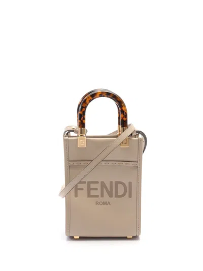 Pre-owned Fendi 2010s Mini Sunshine Tote Bag In Neutrals