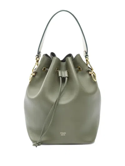 Pre-owned Fendi 2010s Mon Tresor Embroidery-strap Tote Bag In Green