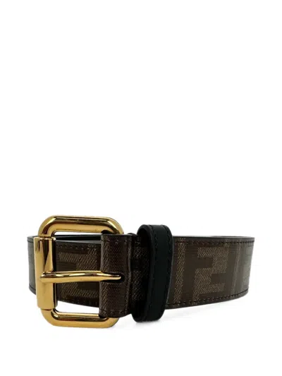 Pre-owned Fendi 2010s Monogram Buckle Belt In Brown