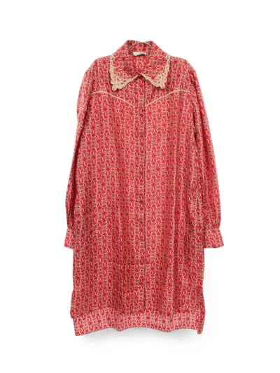 Pre-owned Fendi 2010s Monogram-print Shirt Dress In Red