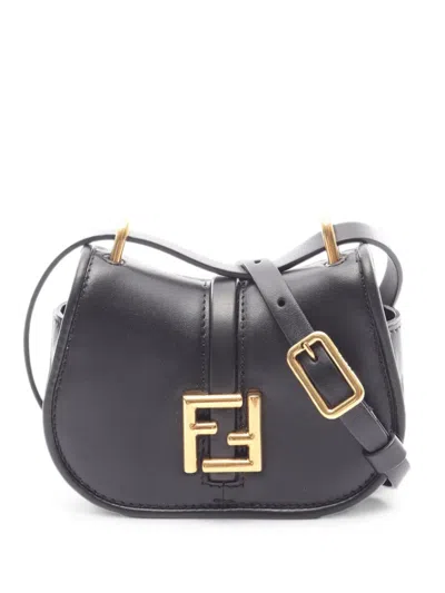 Pre-owned Fendi 2010s Nano C'mon Cross Body Bag In Black