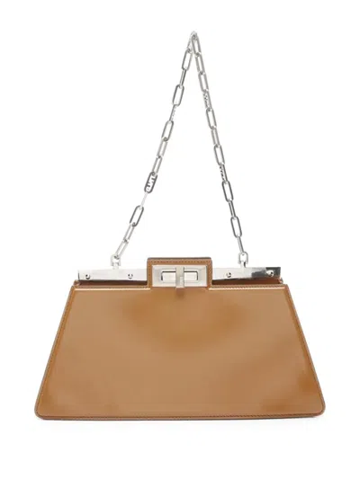 Pre-owned Fendi 2010s Peekaboo Medium Shoulder Bag In Brown