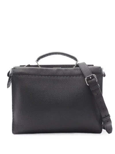 Pre-owned Fendi 2010s Peekaboo Selleria Briefcase Bag In Black