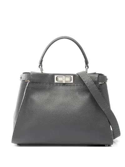 Pre-owned Fendi 2010s Peekaboo Tote Bag In Gray