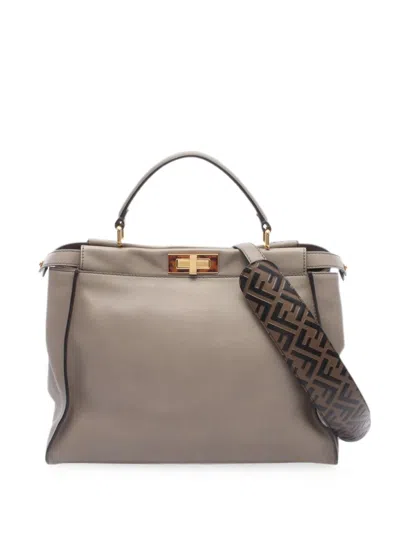Pre-owned Fendi 2010s Peekaboo Tote Bag In Grey