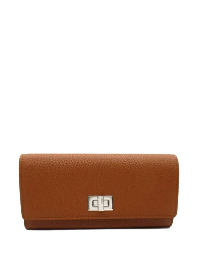 Pre-owned Fendi 2010s Peekaboo Wallet In Brown