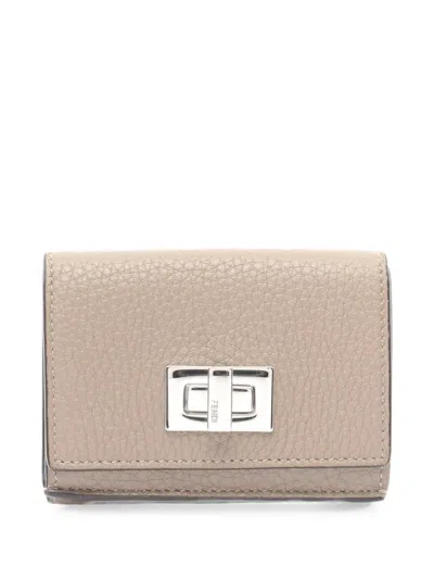 Pre-owned Fendi 2010s Peekaboo Wallet In Neutral