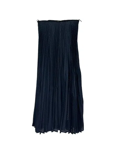 Pre-owned Fendi 2010s Pleated Perforated Midi Skirt In Blue
