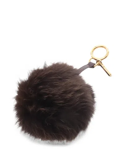 Pre-owned Fendi 2010s Pom-pom Bag Charm In Brown