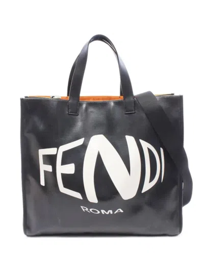Fendi 2010s Roma Logo-print Tote Bag In Black