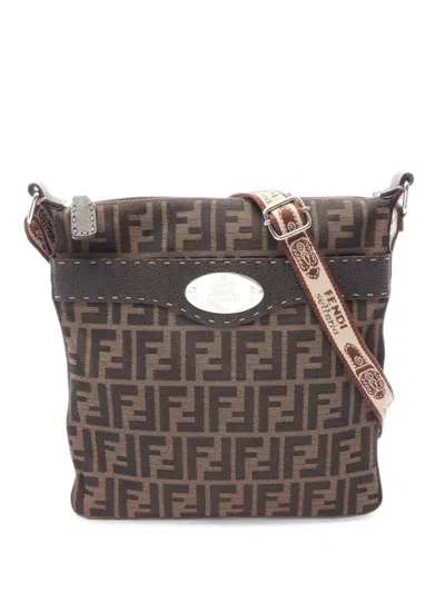 Pre-owned Fendi 2010s Selleria Zucca Shoulder Bag In Brown