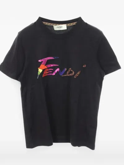 Pre-owned Fendi 2010s Sequin-embellished T-shirt In Black