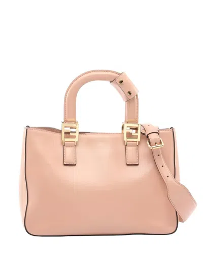 Pre-owned Fendi 2010s Small Ff Leather Tote Bag In Pink