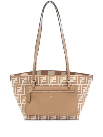 Pre-owned Fendi 2010s Small Roll Shoulder Bag In Neutral