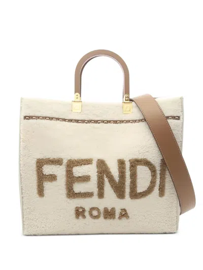 Pre-owned Fendi 2010s Sunshine Leather Tote Bag In Neutral