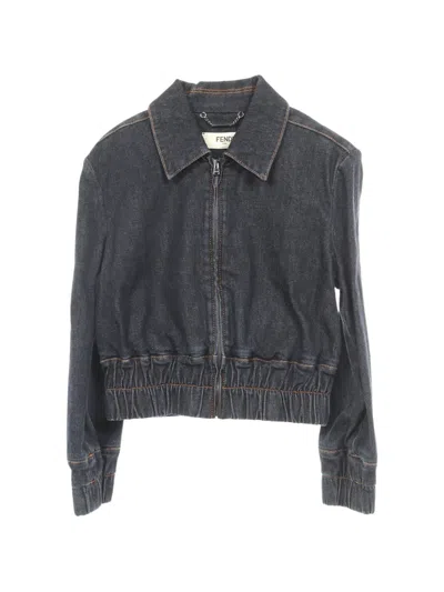 Pre-owned Fendi 2010s Zip-up Denim Jacket In Blue