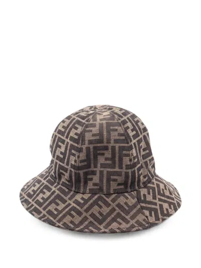 Pre-owned Fendi 2010s Zucca Bucket Hat In Black