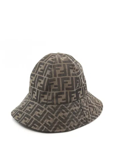 Pre-owned Fendi 2010s Zucca Bucket Hat In Brown