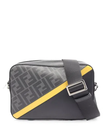 Pre-owned Fendi 2010s Zucca Camera Shoulder Bag In Black