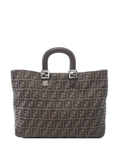 Pre-owned Fendi 2010s Zucca Canvas Tote Bag In Brown