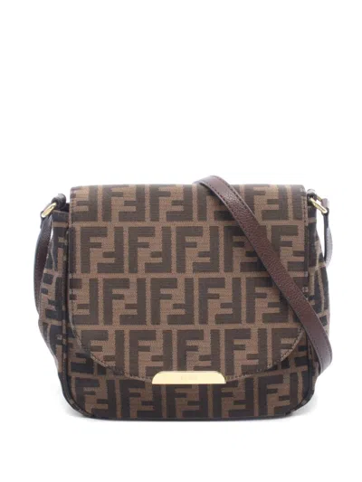 Pre-owned Fendi 2010s Zucca Crossbody Bag In Brown